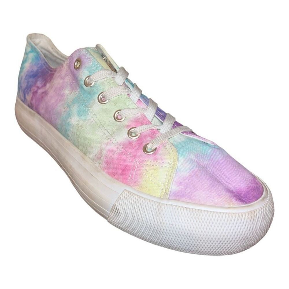 MUDD Bayley pastel tie dyed canvas lace up white rubber soles colorful and fun